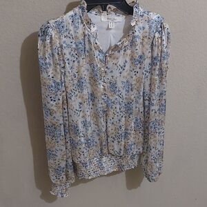 Chic Blue Floral Blouse
